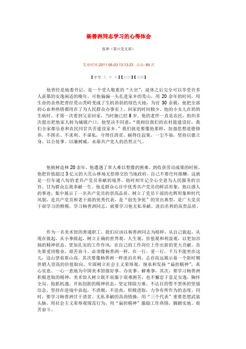 杨善洲同志学习的心得体会