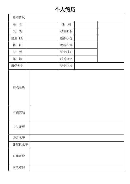 157个人空白简历标准表(104)