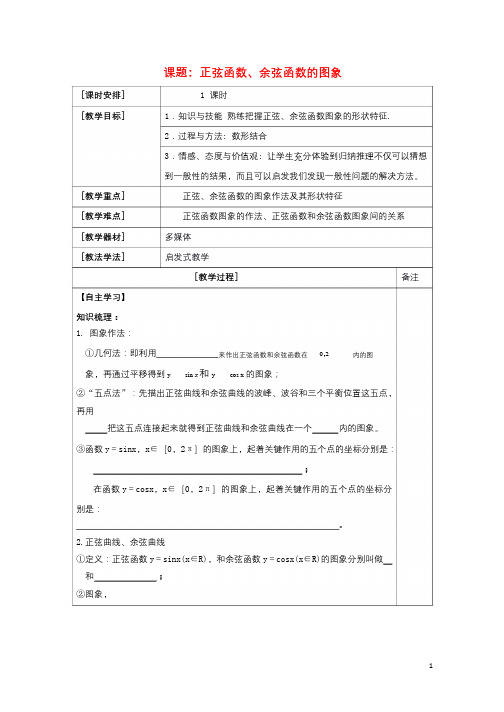 福建省福清市海口镇高中数学第一章三角函数1.4.1正弦函数余弦函数的图象教案新人教A版必修42017