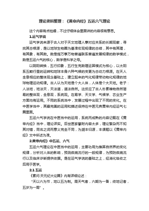 理论资料整理：《黄帝内经》五运六气理论