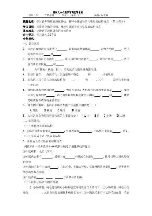 8-2-3食物的消化和营养物质的吸收