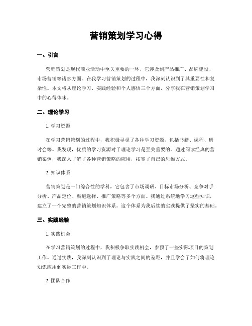 营销策划学习心得