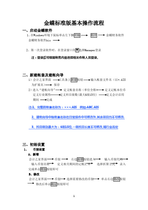 金蝶参考资料KIS标准版基本操作流程