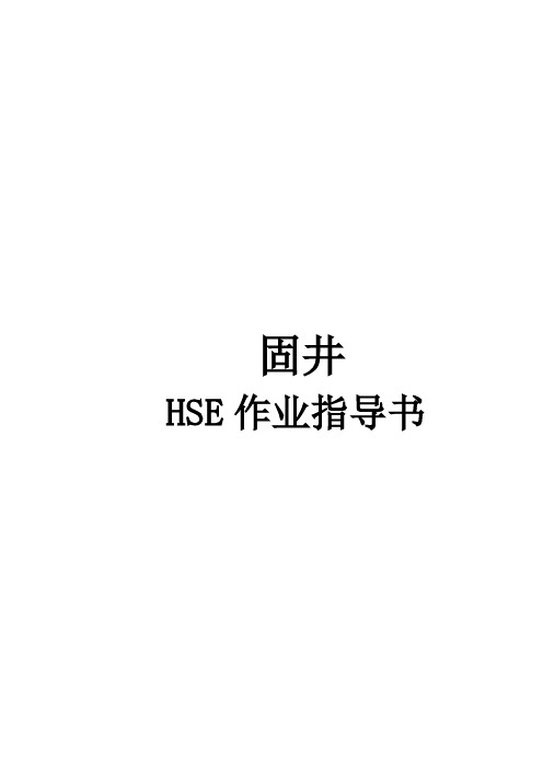 钻井工程公司井下作业hse作业标准井下作业公司固井hse作业指导书