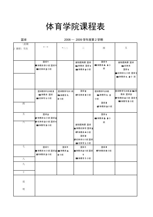 体育学院课程表