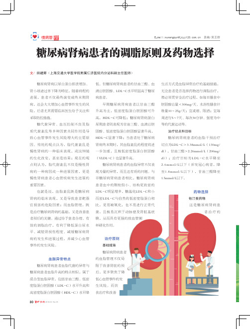 糖尿病肾病患者的调脂原则及药物选择