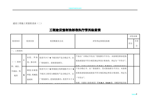 工程建设强制性标准执行情况检查表