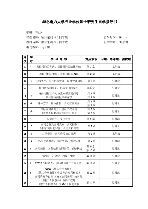 华北电力大学专业学位硕士研究生自学指导书