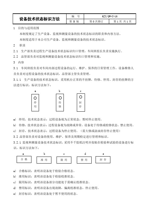 设备技术状态标识方法