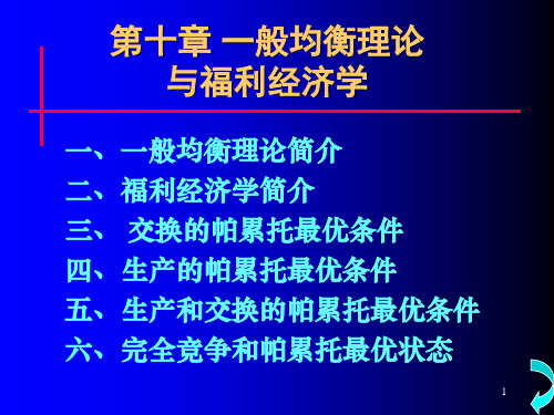 第十章一般均衡理论和福利经济学