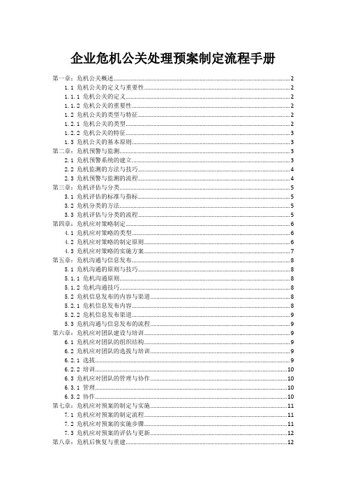 企业危机公关处理预案制定流程手册