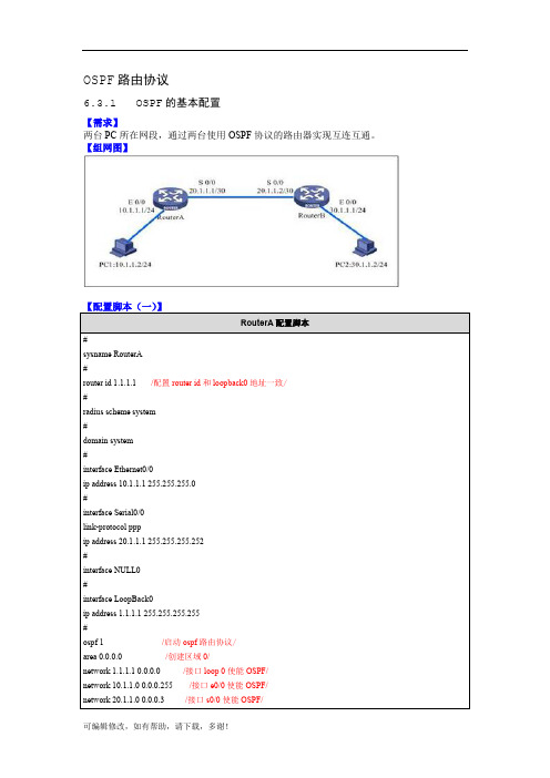 H3C三层交换机OSPF路由协议(H3C网络设备)