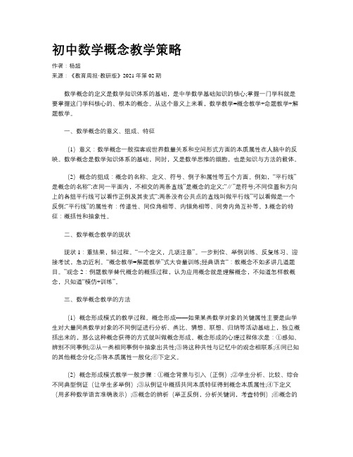 初中数学概念教学策略