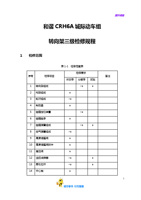 和谐CRH6A城际动车组转向架三级检修规程-以此为准