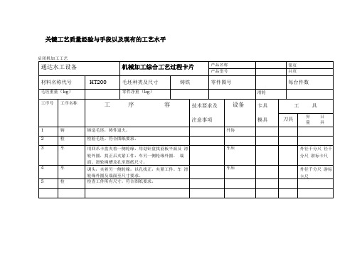 机械加工工艺卡片