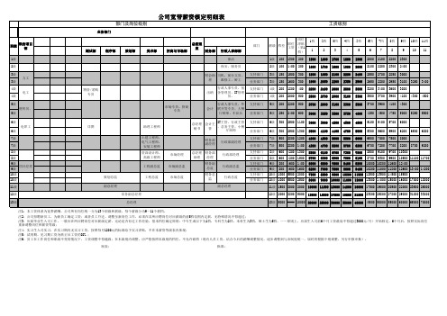 公司宽带薪酬等级表