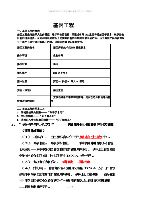 基因工程知识点 超全