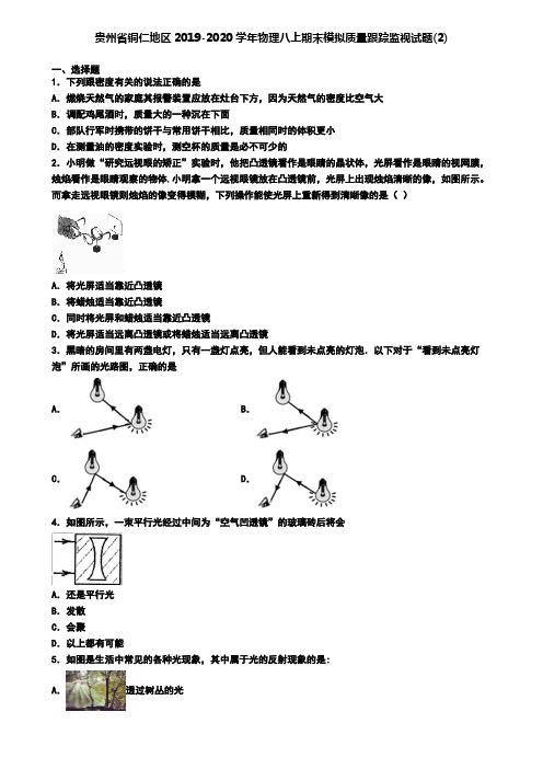 贵州省铜仁地区2019-2020学年物理八上期末模拟质量跟踪监视试题(2)