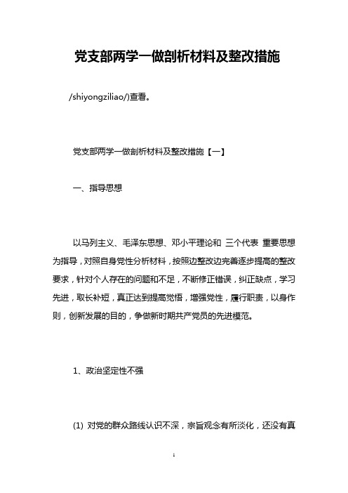 党支部两学一做剖析材料及整改措施