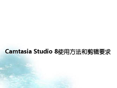 CamtasiaStudio8使用方法和剪辑要求