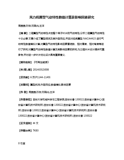 风力机翼型气动特性数值计算及影响因素研究