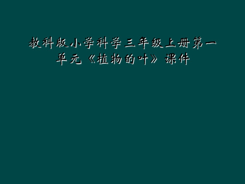 教科版小学科学三年级上册第一单元植物的叶课件