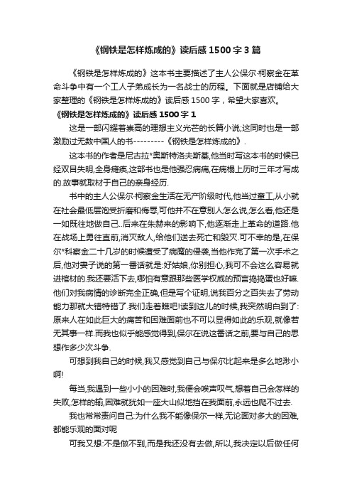 《钢铁是怎样炼成的》读后感1500字3篇