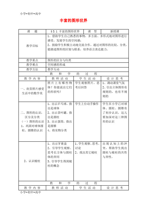 七年级数学5.1丰富的图形世界教案苏科版