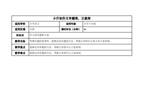 小升初作文短期提分(一)审题准,立意深