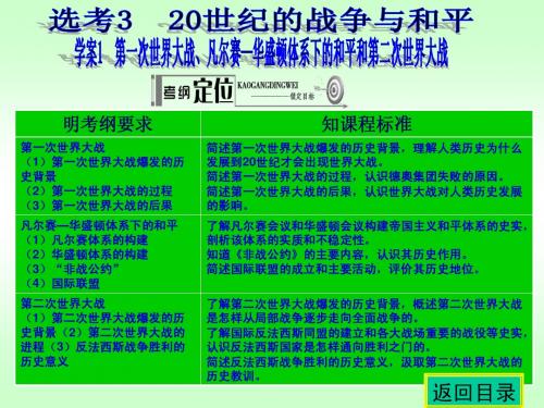 2014高考历史(人教)一轮复习学案课件 选考内容：20世纪的战争与和平