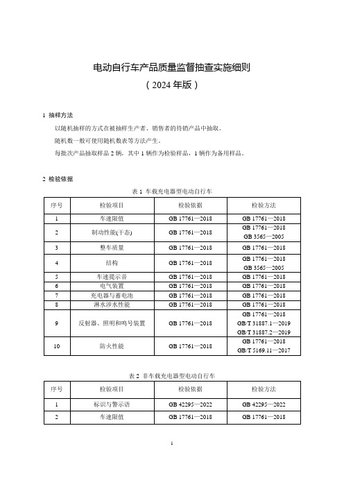 1 电动自行车产品质量监督抽查实施细则(2024年版)