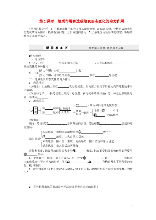 高中地理 2.3.1 地质作用和造成地表形态变化的内力作