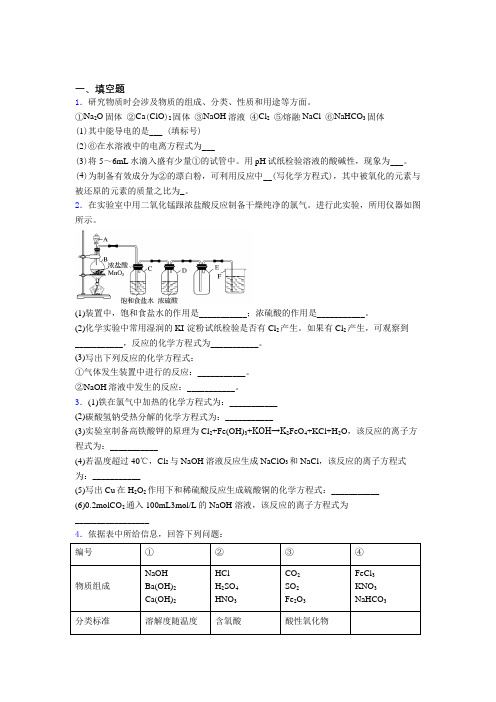 《好题》初中高中化学必修一第二章《海水中的重要元素—钠和氯》经典习题(含答案)