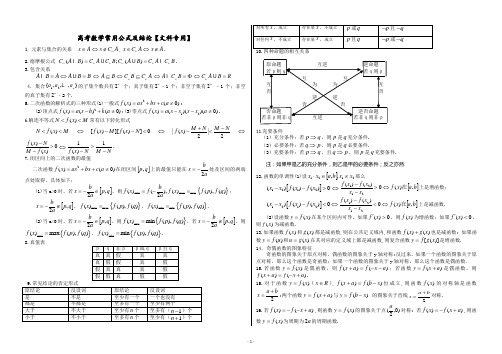 2014文科高考数学常用公式及结论121条