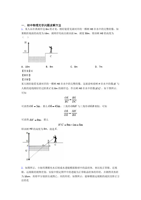 全国中考物理光学问题求解方法的综合中考真题分类汇总附答案解析