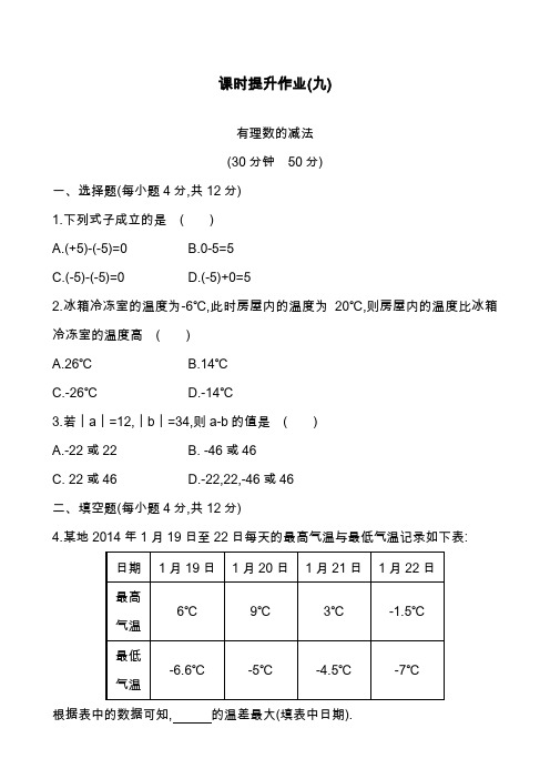 2019—2020年最新鲁教版五四制六年级数学上册《有理数及其运算》课时提升作业9及解析【试卷】.docx