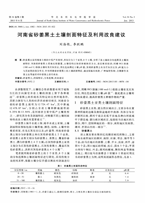 河南省砂姜黑土土壤剖面特征及利用改良建议