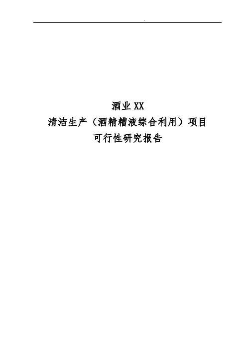 清洁生产酒精糟液综合利用项目可行性实施报告