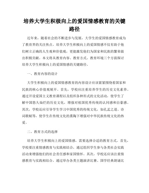 培养大学生积极向上的爱国情感教育的关键路径