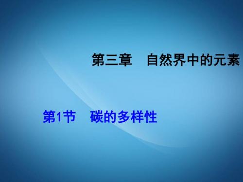 高三化学ppt课件 碳的多样性课件