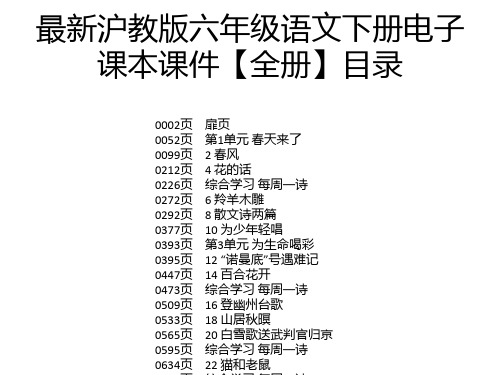 最新沪教版六年级语文下册电子课本课件【全册】