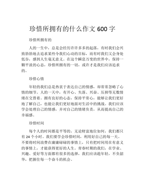 珍惜所拥有的什么作文600字