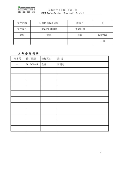 ISEM-PS-QD0006 问题快速解决流程