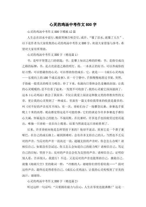 心灵的鸡汤中考作文800字