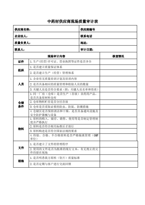 中药材供应商现场质量审计表(2)