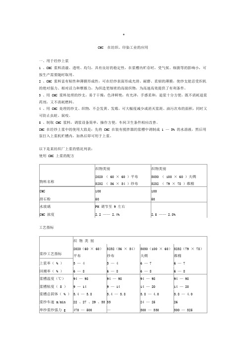 CMC 在纺织、印染工业的应用