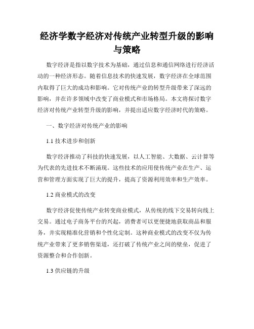 经济学数字经济对传统产业转型升级的影响与策略