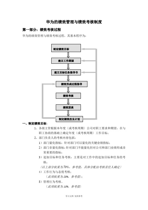 华为绩效管理与绩效考核制度