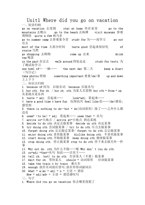 英语八年级上册第一单元知识点归纳