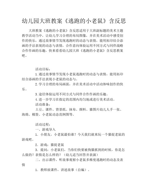 幼儿园大班教案《逃跑的小老鼠》含反思